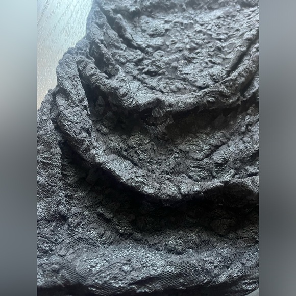 Vintage Black lace halter tie-up asymmetrical evening dress XS - Picture 9 of 15